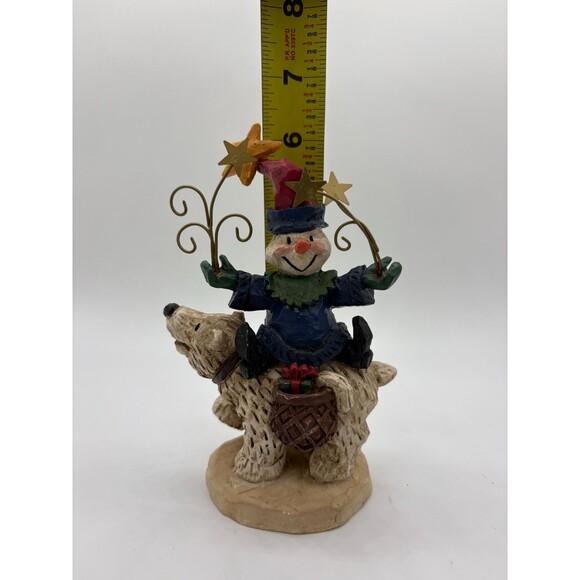 Snowman Clown Riding Polar Bear Christmas Gifts Plaster Metal Stars 6" - Picture 4 of 5
